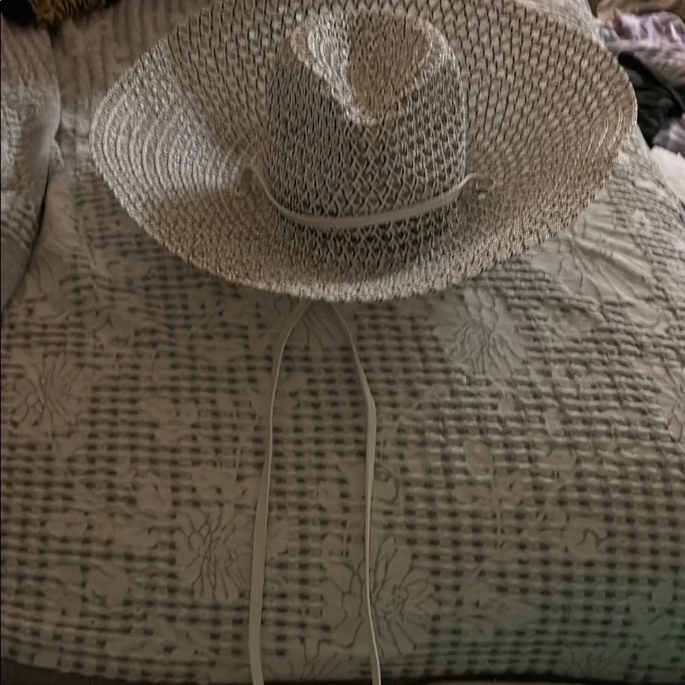 Anthropologie wide brim  Black and White Woven Hat - Picture 15 of 16